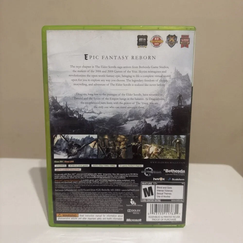 Microsoft XBOX 360 The Elder Scrolls V: Skyrim Game (Xbox 360, 2011)